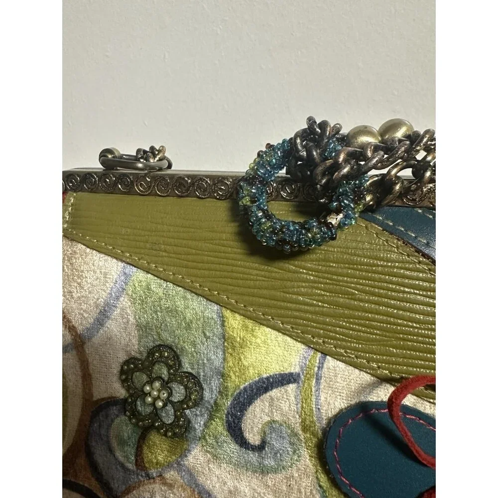 Vintage Mary Frances Beaded‎ Embellished Shoulder Bag Purse Floral Appliqué Art
